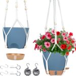 Self-Watering Hanging Planter with Macrame Hanger and Water Reservoir