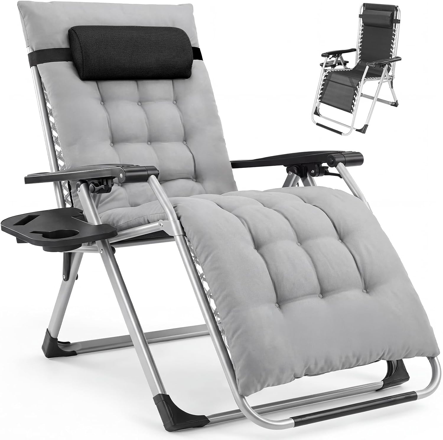 Folding Patio Recliner with Trays