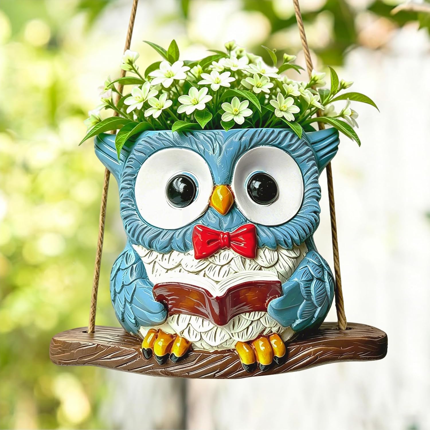 Owl Hanging Planter Owl-Shaped Planter with Drainage Hole for Small Plants