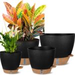 Self-Watering Plant Pots with Water Level Indicator, Set of 4